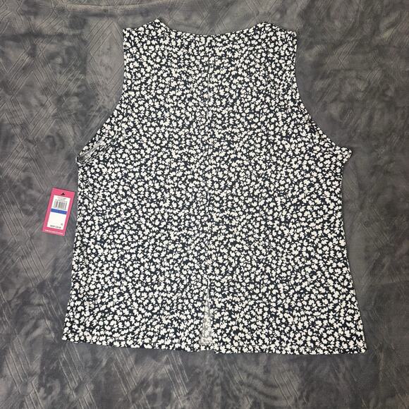Vince Camuto Floral Crewneck Split Back Keyhole Tank Top Womens Size XL Jersey - Picture 11 of 15